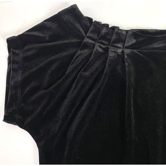 BCBGeneration Velour Ruched Pleated Neckline Mini Dress Womens XS Black Stretch - Picture 3 of 16